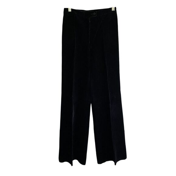 Franck Olivier Paris Pants Womens 40 Black Velvet Wide Leg High Rise France 90s - Picture 1 of 6
